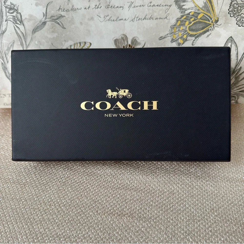 Coach Sport Red and Cocoa Brown Signature Jacquard Zip Accordion Wallet C5731B